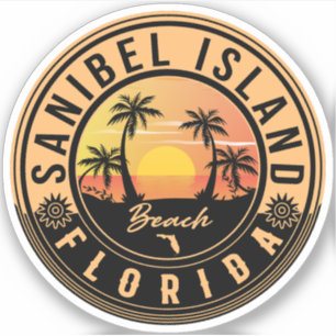 Sanibel Island Florida Retro Sunset Souvenirs Klistermärken