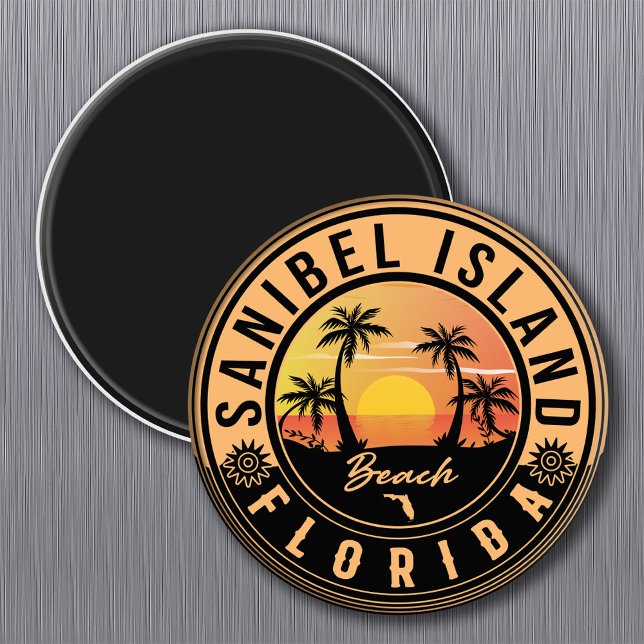 Sanibel Island Florida Retro Sunset Souvenirs Magnet (Skapare uppladdad)