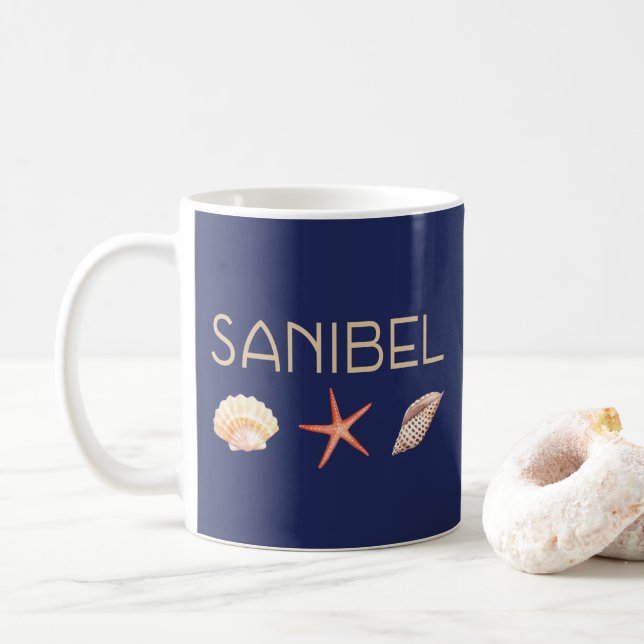 Sanibel Island Florida Seashells Blue Kaffemugg (Med munk)