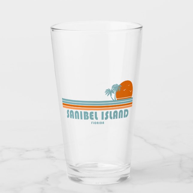 Sanibel Island Florida Sol Handflatan Träd Glaskopp (Framsida)