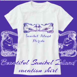 Sanibel Island Florida Söt Art Deco Sjöjungfruar T Shirt