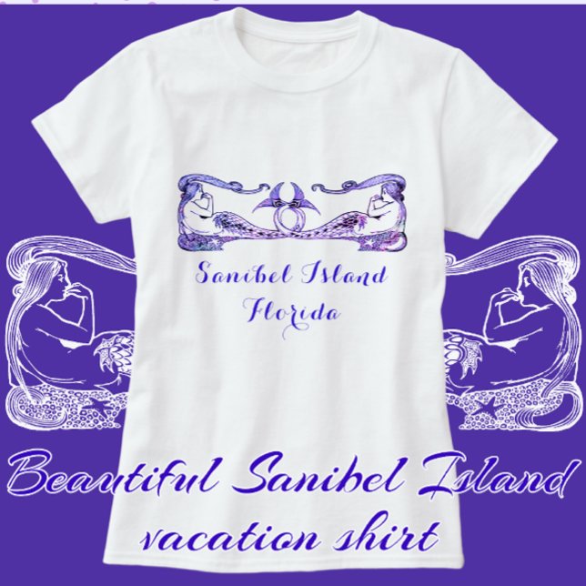 Sanibel Island Florida Söt Art Deco Sjöjungfruar T Shirt (Skapare uppladdad)