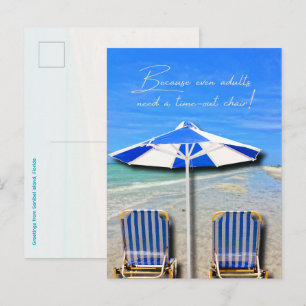 Sanibel Island Florida Strand Vuxen Time Out Stol Vykort