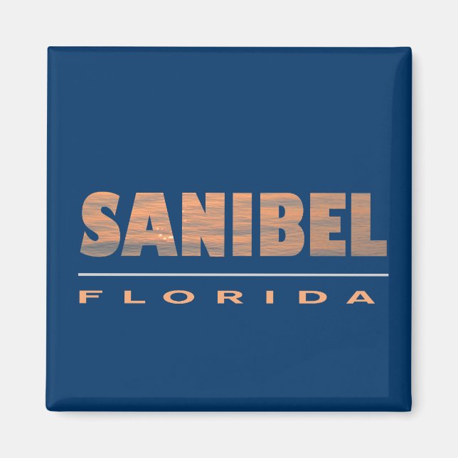 Sanibel Island Florida Typografisk design Magnet (Framsidan)