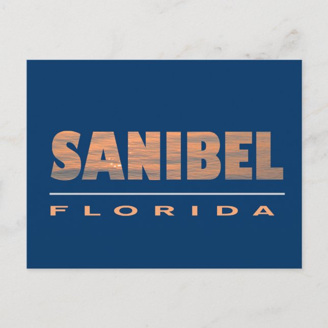 Sanibel Island Florida Typografisk design Vykort (Framsida)