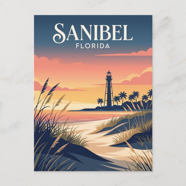 Sanibel Island fyren USA Vykort (Framsida)
