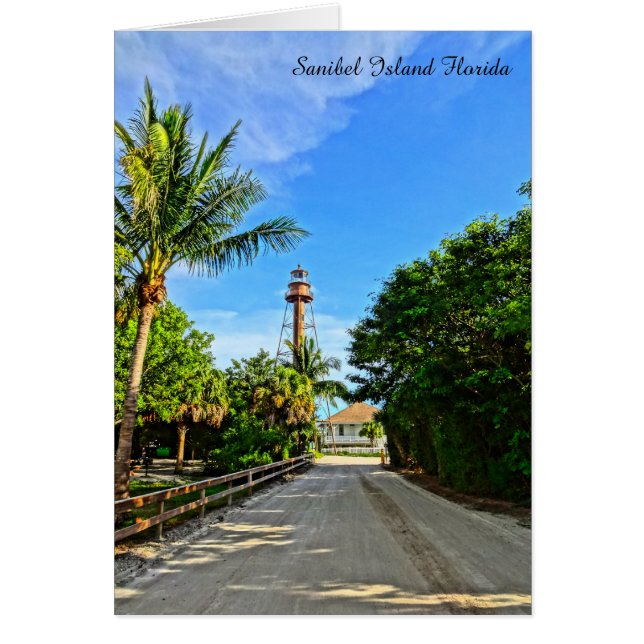 Sanibel Island Lighthouse Florida Bukt Kusten Card OBS Kort (Framsidan)