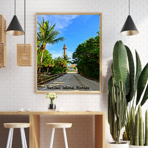 Sanibel Island Lighthouse Florida Bukt Kusten Poster