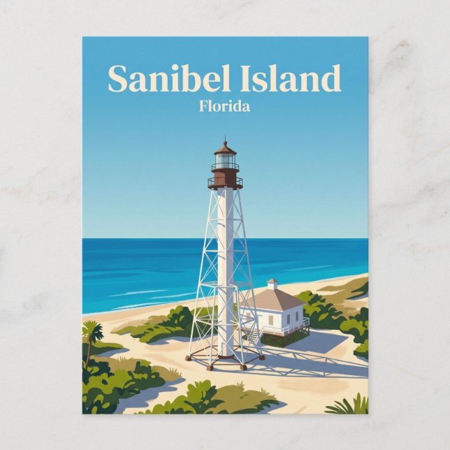 Sanibel Island Lighthouse USA Vykort (Framsida)