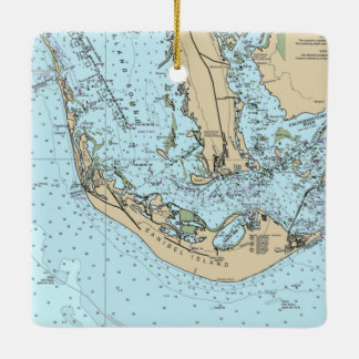 Sanibel Island Nautical Diagram Julgransprydnad Keramik