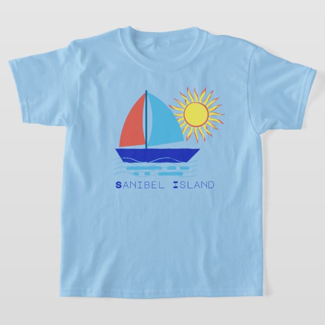 Sanibel Island Sailboat och Sunshine Vacation T Shirt (Laydown)