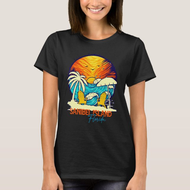 Sanibel Island Sunset Florida Vacation Par Fam T Shirt (Framsida)