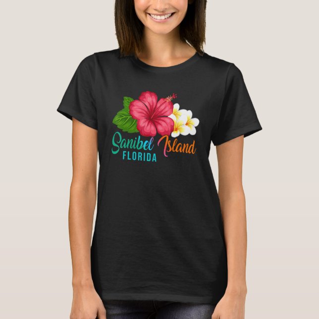 Sanibel Island Vacation Florida Tropical Hibiscus  T Shirt (Framsida)