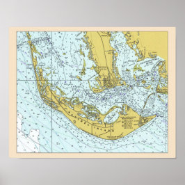 Sanibel Island vintage karta Poster