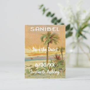 Sanibel Island vintage konst sparadatum bröllop Vykort