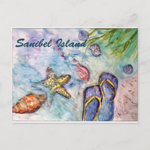 Sanibel Island Watercolor Florida Art Vykort