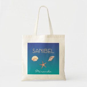 Sanibel med snäckskal och anpassningsbarnamn tygkasse