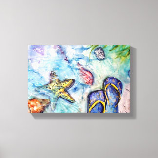 Sanibel Sandals Florida Watercolor art Canvastryck
