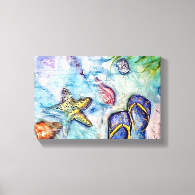 Sanibel Sandals Florida Watercolor art Canvastryck (Framsida)