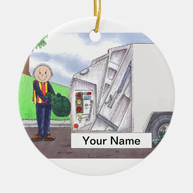 Sanitationingenjör - manlig julgransprydnad keramik (Framsidan)