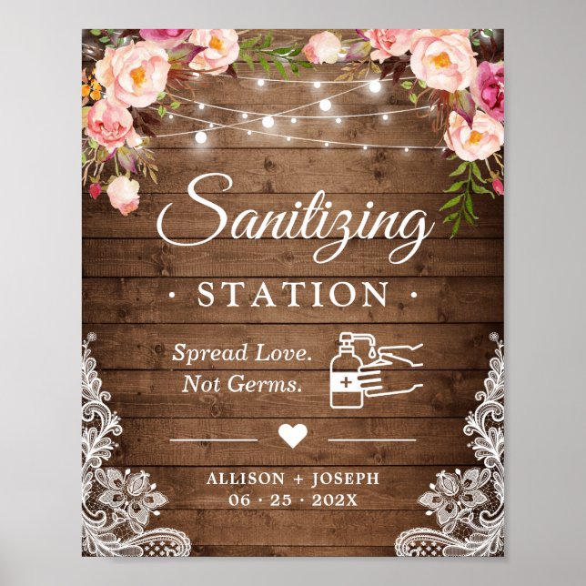 Sanitisering av Station Rustic Blommigt String Lju Poster (Framsidan)