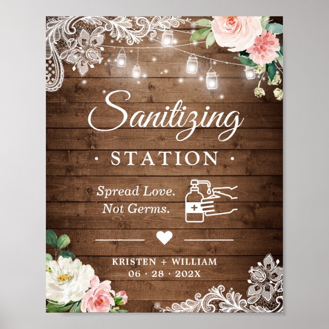 Sanitisering av Station Rustic Mason Burk Ljus Blo Poster (Framsidan)