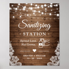 Sanitisering av Station Sign Rustic Wood Twinkle L Poster