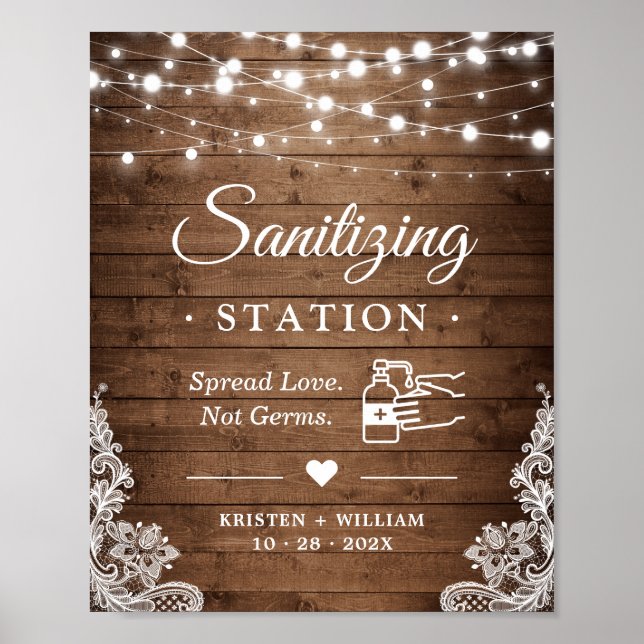 Sanitisering av Station Sign Rustic Wood Twinkle L Poster (Framsidan)