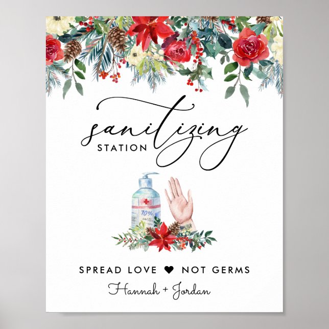 Sanitisering av Station-tecken | Rustic Winter-Blo Poster (Framsidan)