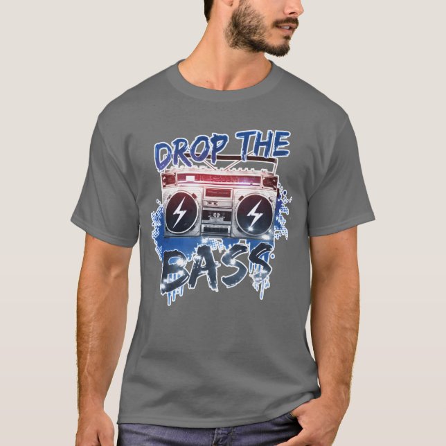 Sänk Basen 80-tals Stil Retro Oldschool Musik T Shirt (Framsida)