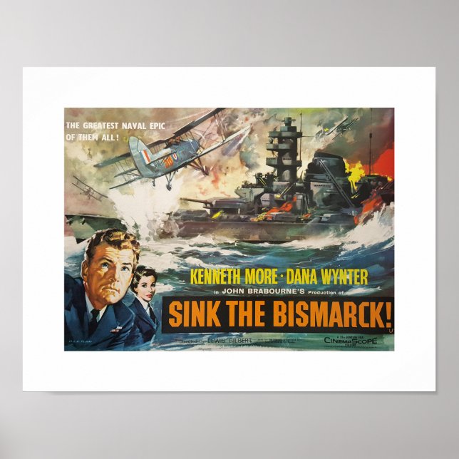 Sänk Bismarck Filmplansch Poster (Framsidan)