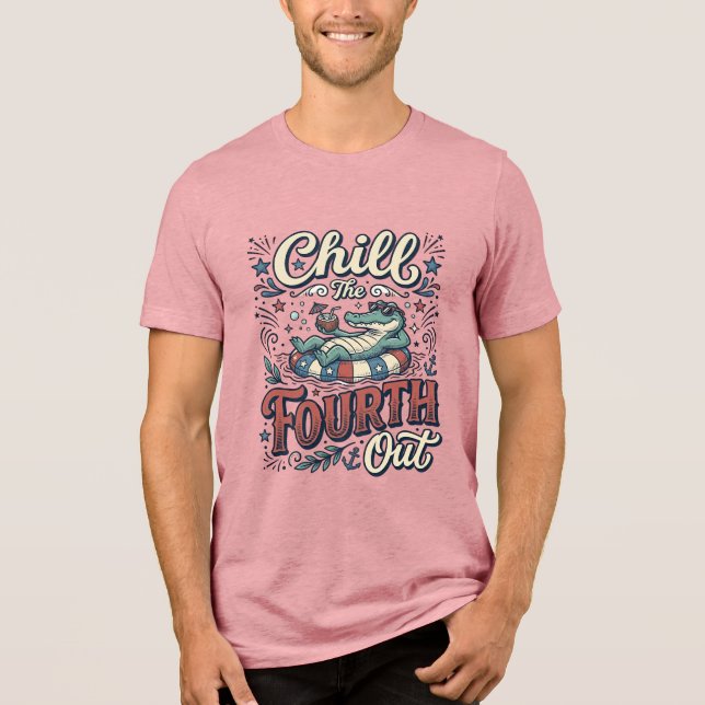 Sänk fjärde juli alligator patriotisk t-shirt Des (Framsida)