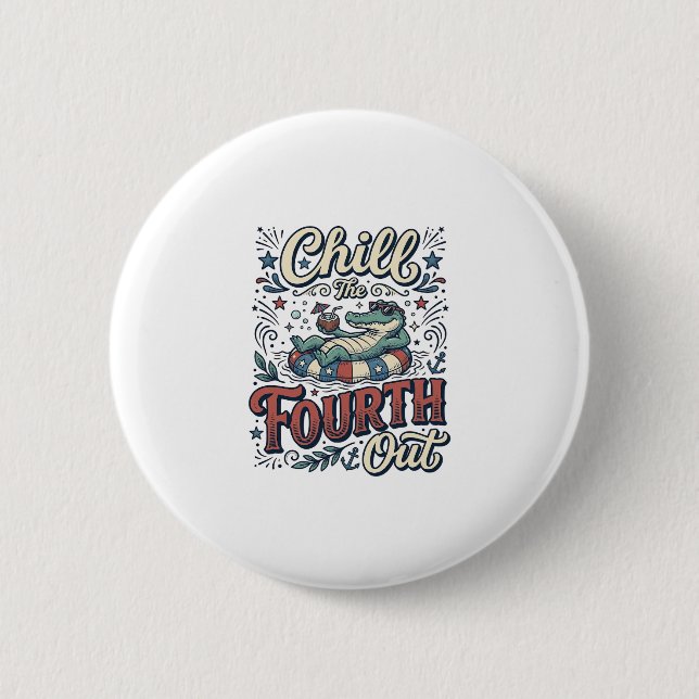 Sänk fjärde juli Alligator Patriotisk T-Shirt Des Knapp (Framsida)