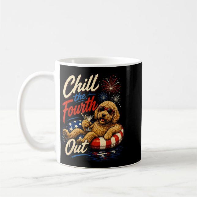 Sänk fjärde juli Funny Goldendoodle Hundälskare Kaffemugg (Vänster)