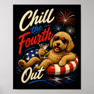 Sänk fjärde juli Funny Goldendoodle hundälskare Poster