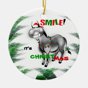 Sänk sin julklapp Donkey Ornamet Julgransprydnad Keramik