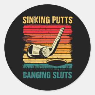 Sänka Putts Banging-slings Golf Player Coach Vint Runt Klistermärke