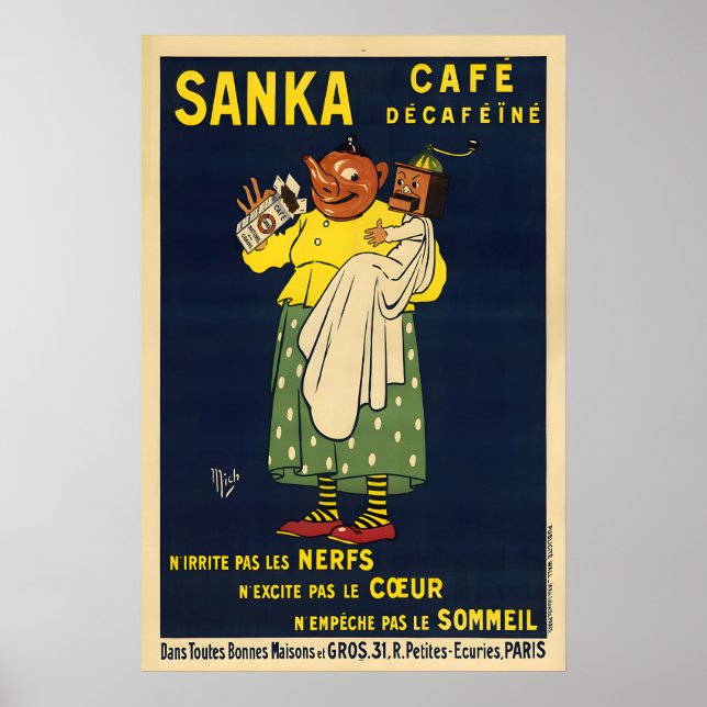 Sanka Vintage 1929 Kaffeaffisch Poster (Framsidan)