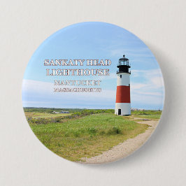 Sankaty Head Lighthouse, Nantucket MORSA Button Pi Knapp