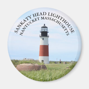 Sankaty Head Lighthouse, Nantucket MORSA Round Mag Magnet