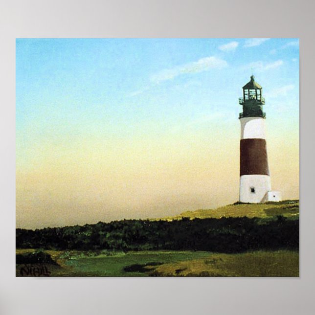 Sankaty Head Nantucket fyrkonsttryck Poster (Framsidan)