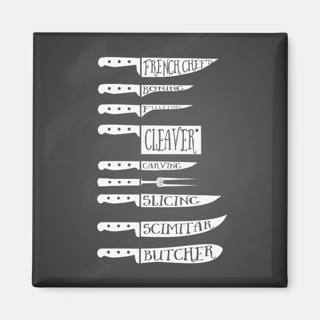 Sänkningar från knivar slaktare kött magnet (Framsidan)