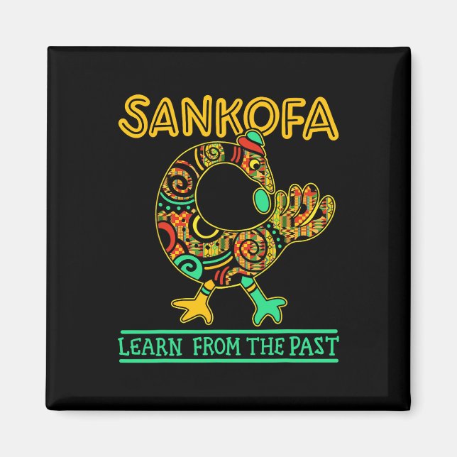 Sankofa afrikansk fågel svarta historiemånaden Jun Magnet (Framsidan)