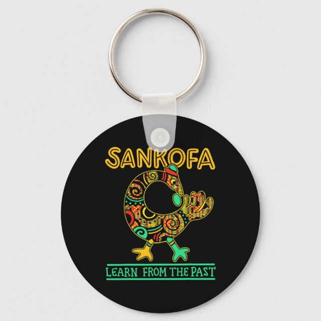 Sankofa afrikansk fågel svarta historiemånaden Jun Nyckelring (Framsida)