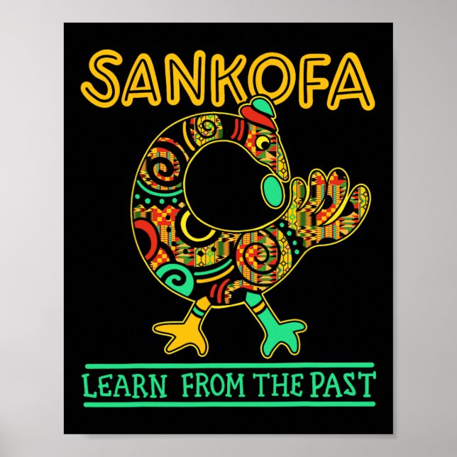 Sankofa afrikansk fågel svarta historiemånaden Jun Poster (Framsidan)