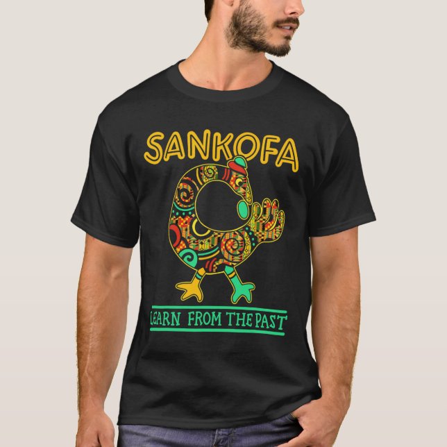 Sankofa afrikansk fågel svarta historiemånaden Jun T Shirt (Framsida)