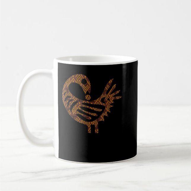 Sankofa Bird Simple Mönster Afrocentric Adinkra Sy Kaffemugg (Vänster)