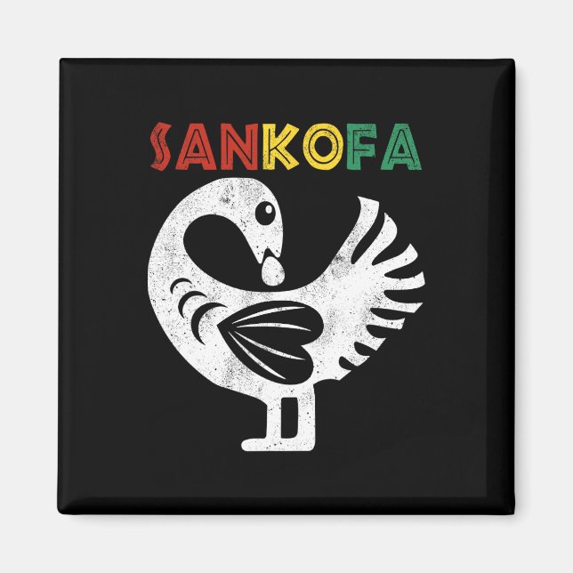 Sankofa Juneteelfte Ghana Adinkra Symbol Sankofa Magnet (Framsidan)