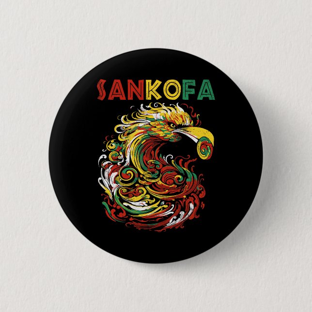 Sankofa Juneteelfte Ghana Sankofa Symbol Adinkra Knapp (Framsida)