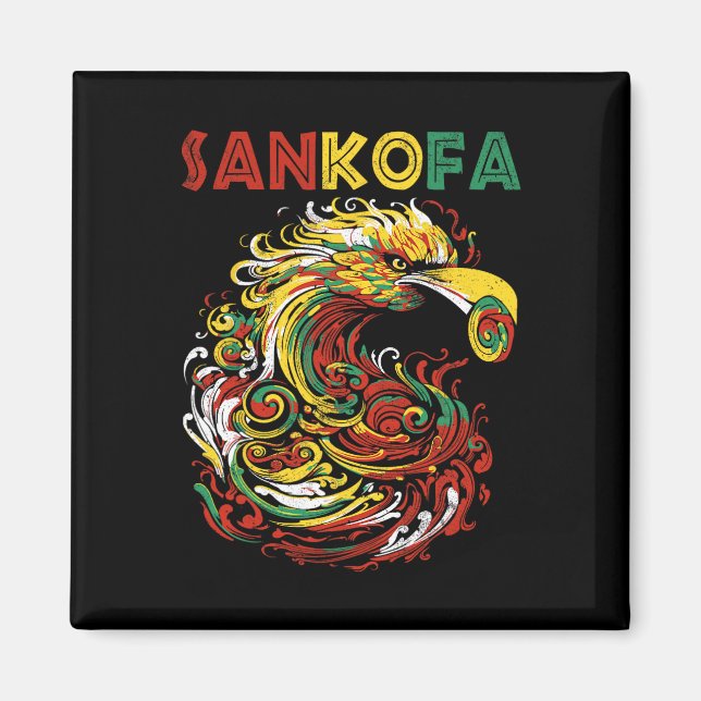 Sankofa Juneteelfte Ghana Sankofa Symbol Adinkra Magnet (Framsidan)